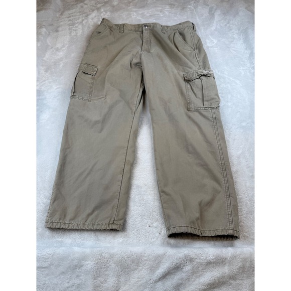 Wrangler Authentic Issue Mens Beige Lined Cargo Pants Comfort Relaxed Fit - Picture 1 of 7